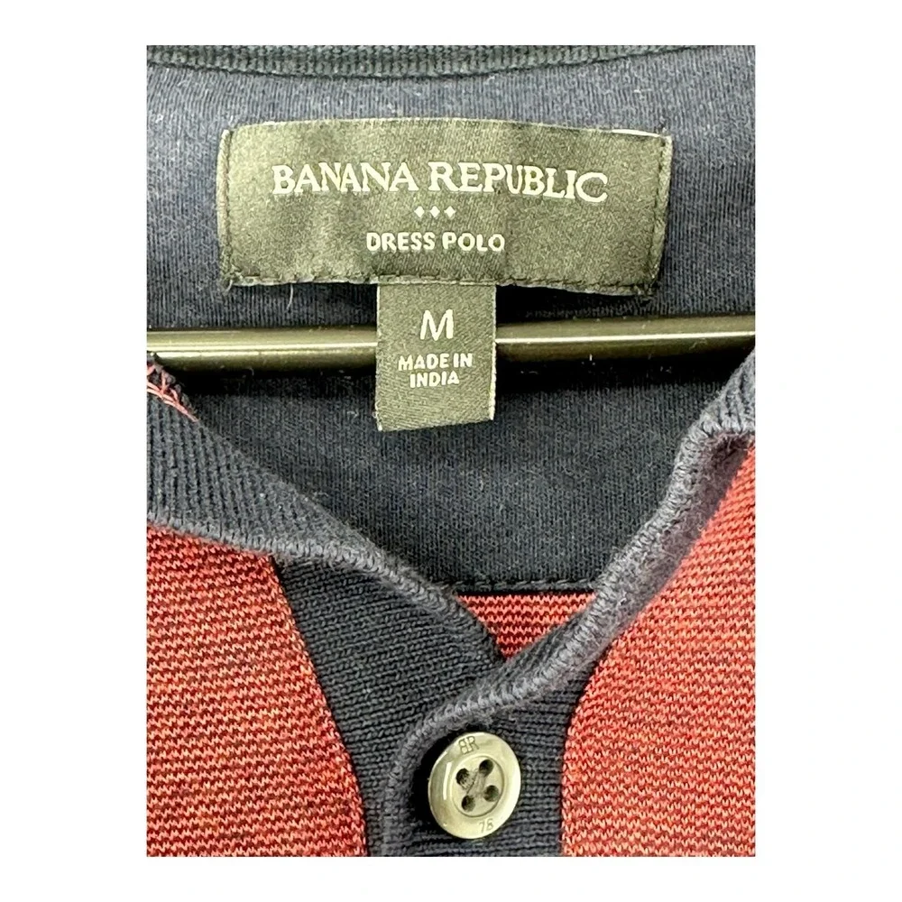 Banana Republic Polo Shirt Mens Medium Red Dress Preppy Classic Night Out Cotton